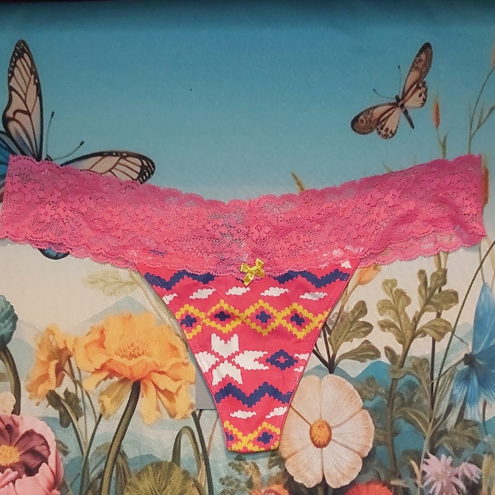 Aerie Pink Printed Thong